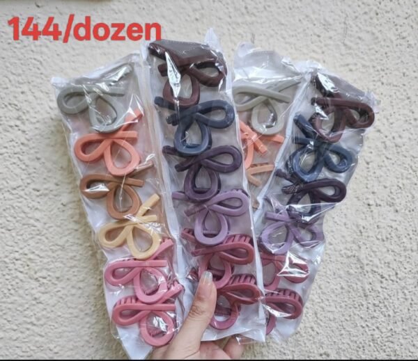 Half Infinity Rubber Matte Hair Claw Set Multicolor ( Pack of 12 )
