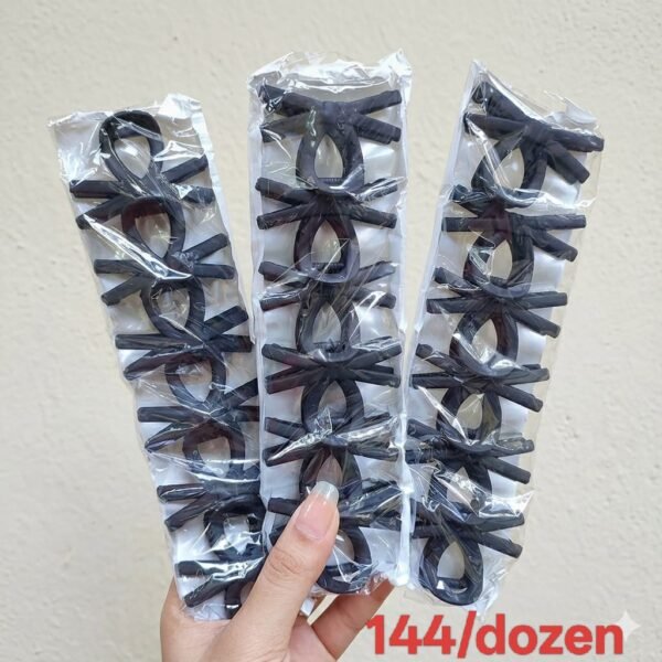 Crab Black Rubber Matte Hair Claw Set ( Pack of 12 )