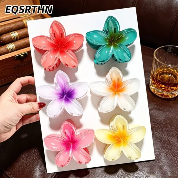Jumbo Flower Hair Claws Glossy ( Pack of 12 )
