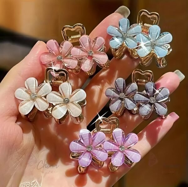 Double Flower Metal Hair Claw ( Double Chiku ) ( Pack of 12 )
