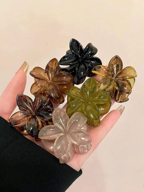 Flower Transparent Hair Claws ( Pack of 12 )