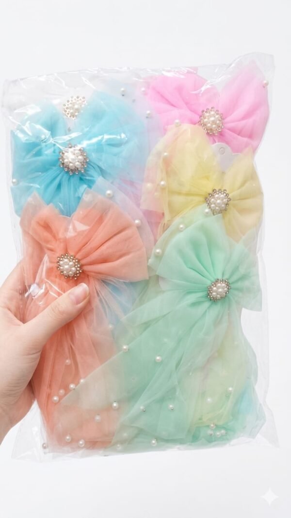 Tissue Bow with Pearl Embedded Random Colour ( 1 pcs )