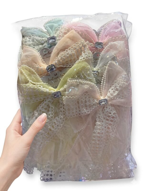 Tissue Bows With Pearl and Stones Pack of 12