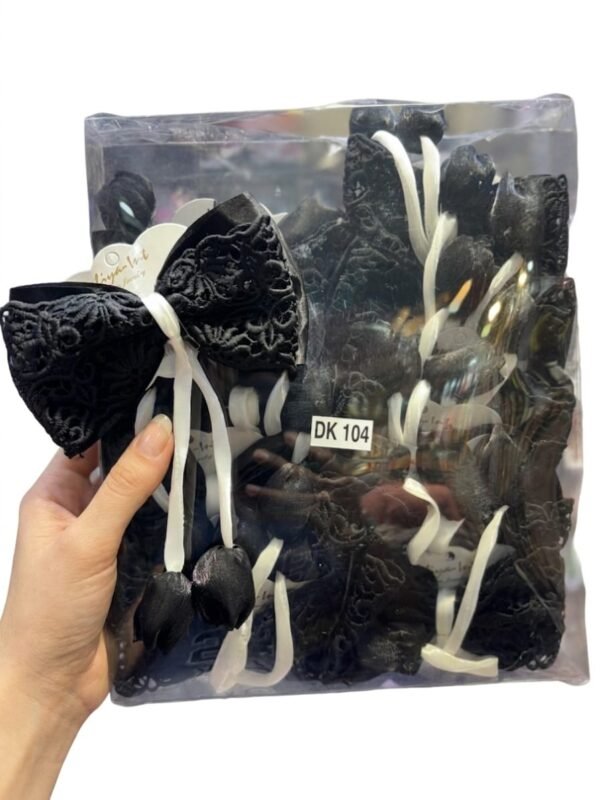 Black Coloured Crochet Tulip Bows Pack of 12 ( Box Packing )