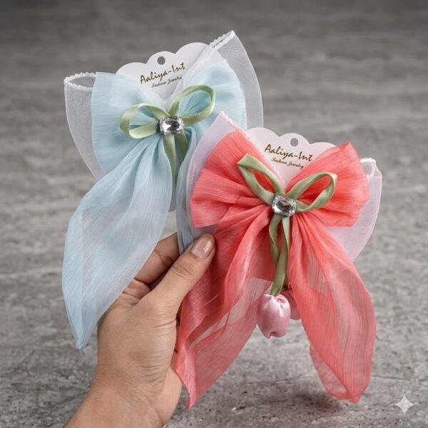 Tulip Bow with Tissue & Pearl Random Colour ( 1 pcs )