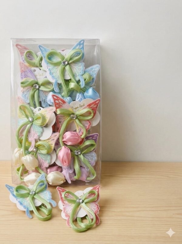 Pack of 12 Butterfly Bows Stone Embedded