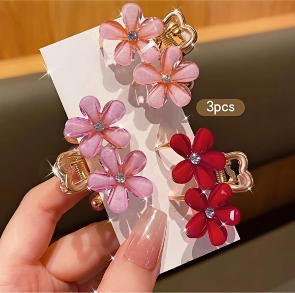 Double Flower Metal Hair claw ( 3 pcs )
