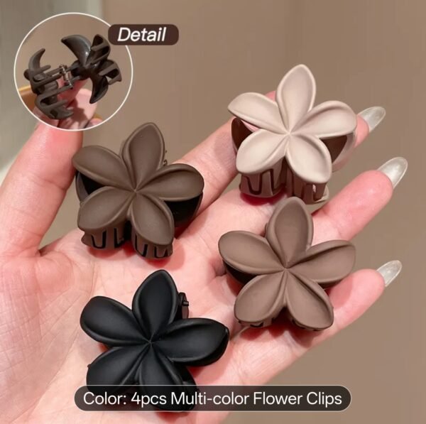 Mini Matte Flower Hair Claw ( 4 pcs )