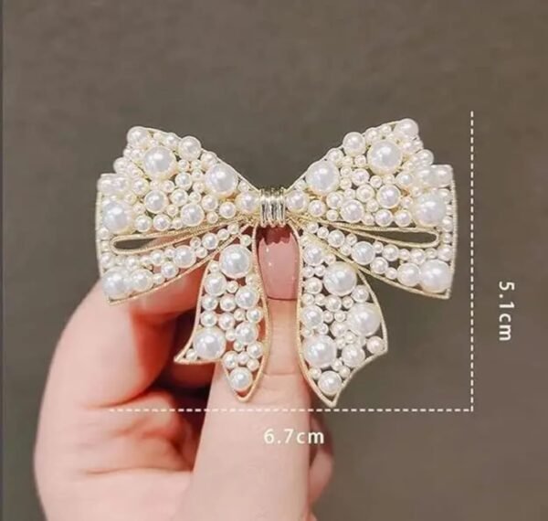 Metal Bow Pin Pearl Embedded (1pcs)
