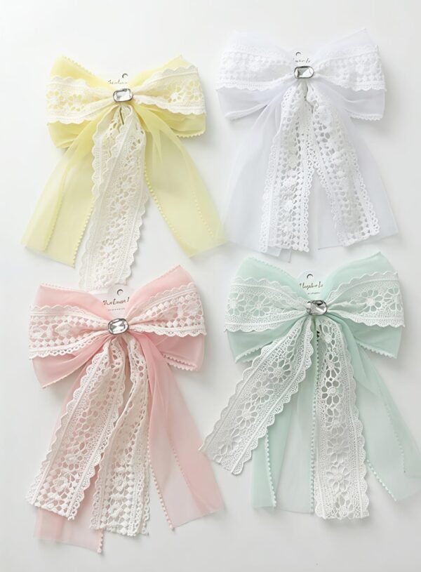Random Colour Bow with Stone ( 1 pcs )