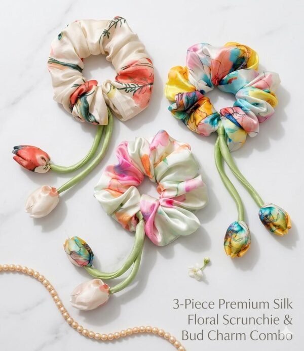 Printed Tulip Scrunchie ( 3 pcs )