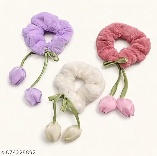 Fur Tulip Scrunchie Random Colour ( Pack of 3 )